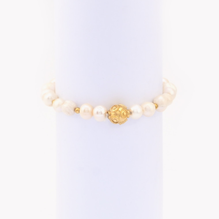 Gold plated pearls bracelet bola de viana GB