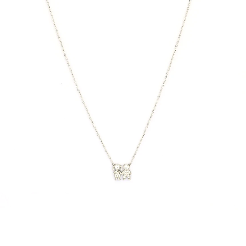 Steel necklace zirconies couple GB