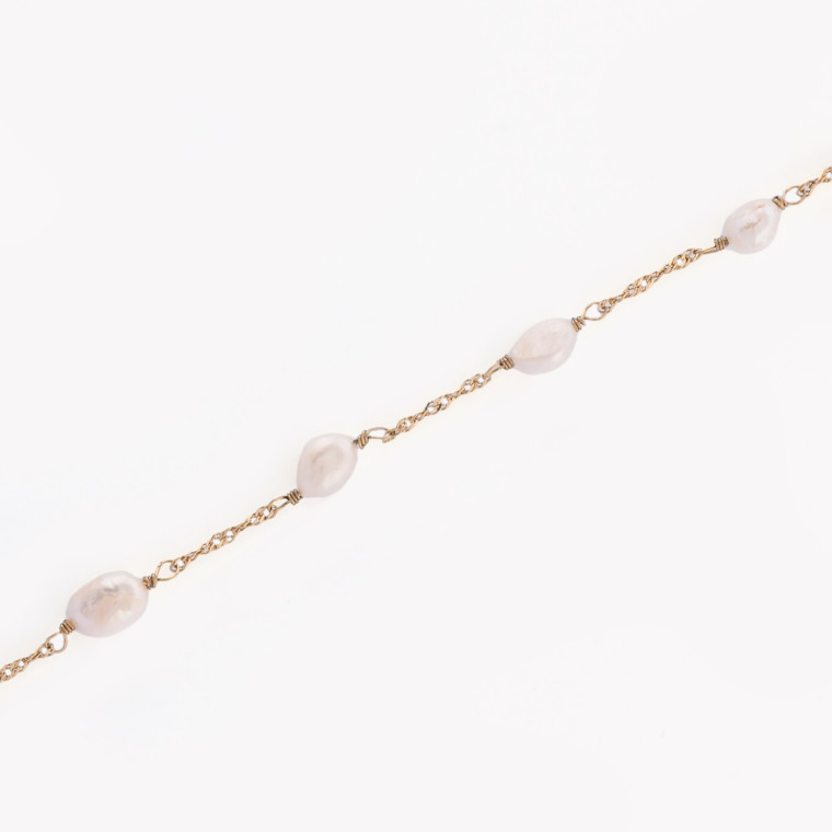 Steel bracelet thin pearls GB
