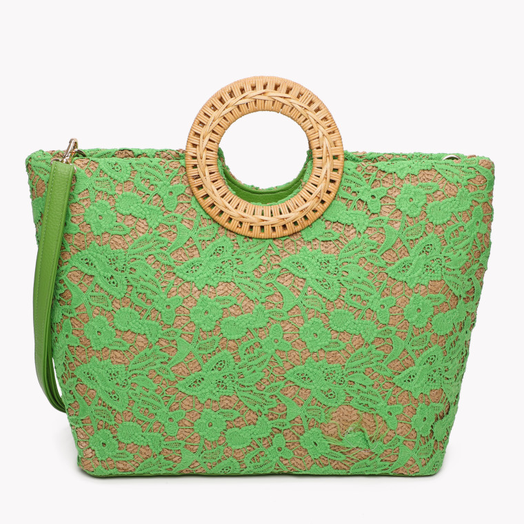 Raffia bag with GB lace