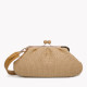 Raffia shoulder bag with GB snap closure