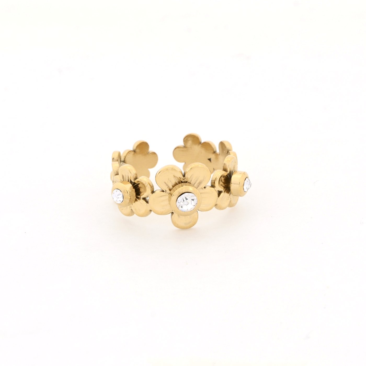 Anillo de flor en acero ajustable GB