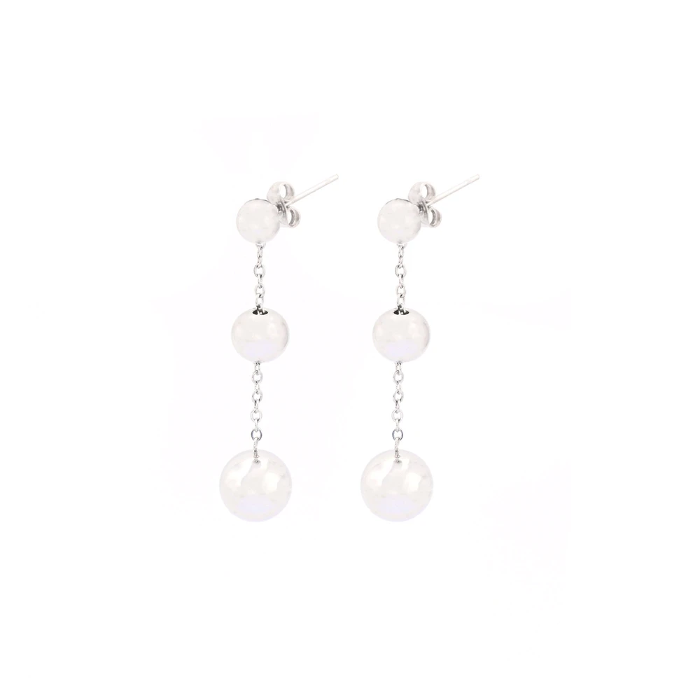 Boucles d\'oreilles en acier long boules GB