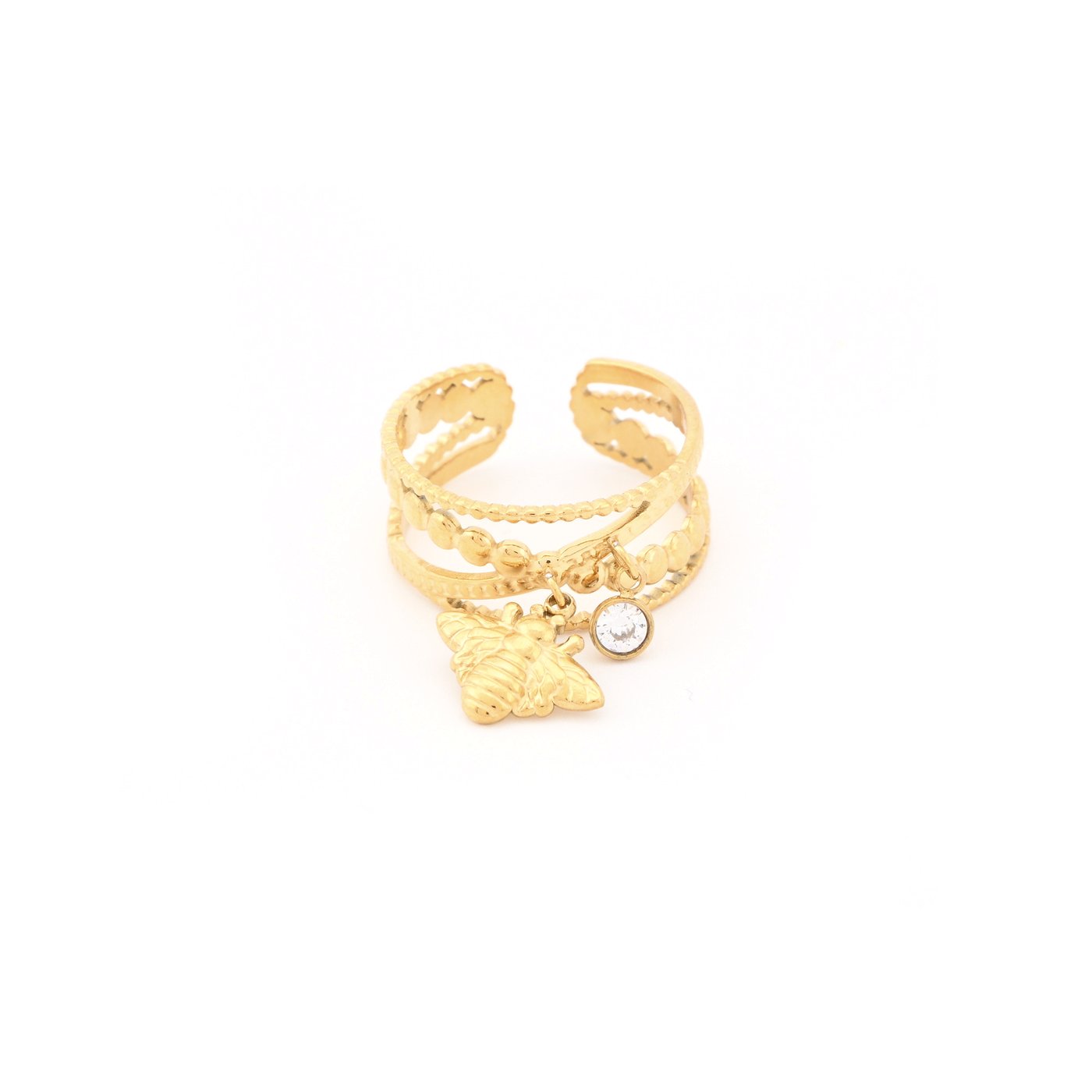 Anillo ajustable acero abeja GB