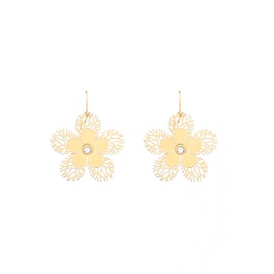 Boucles d\'oreilles fleurs texturées en acier GB