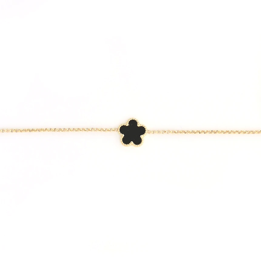 Steel bracelet mother pearl clover GB