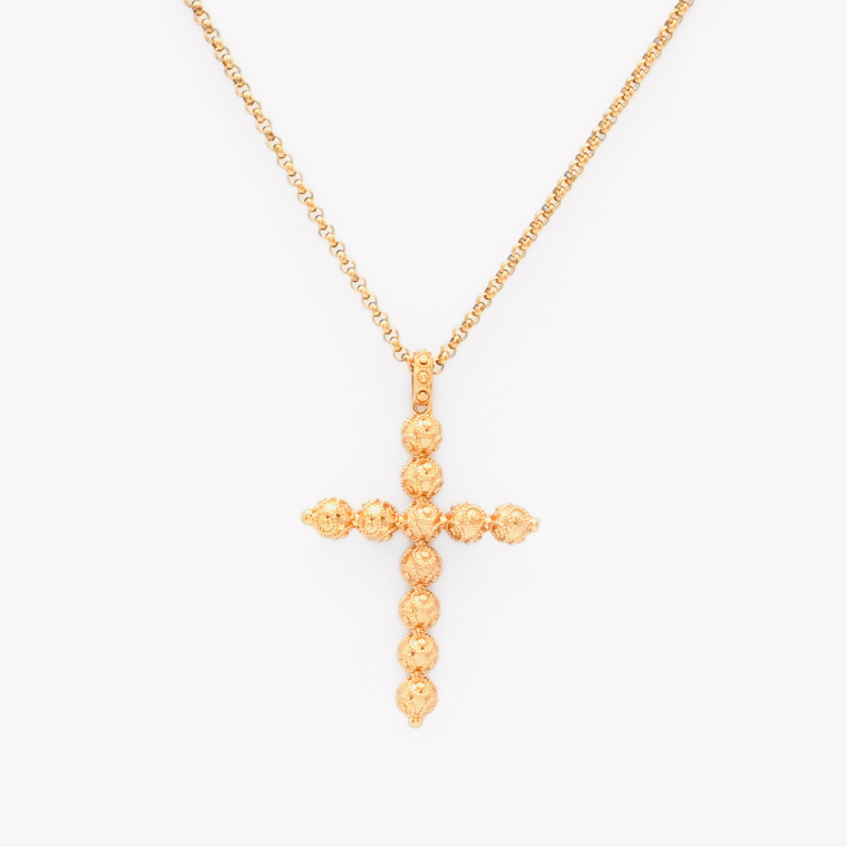 Semi precious necklace bolas de viana cross GB