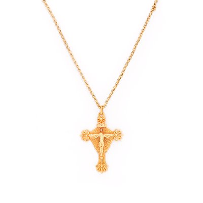 Semi precious necklace filigree crucifix GB