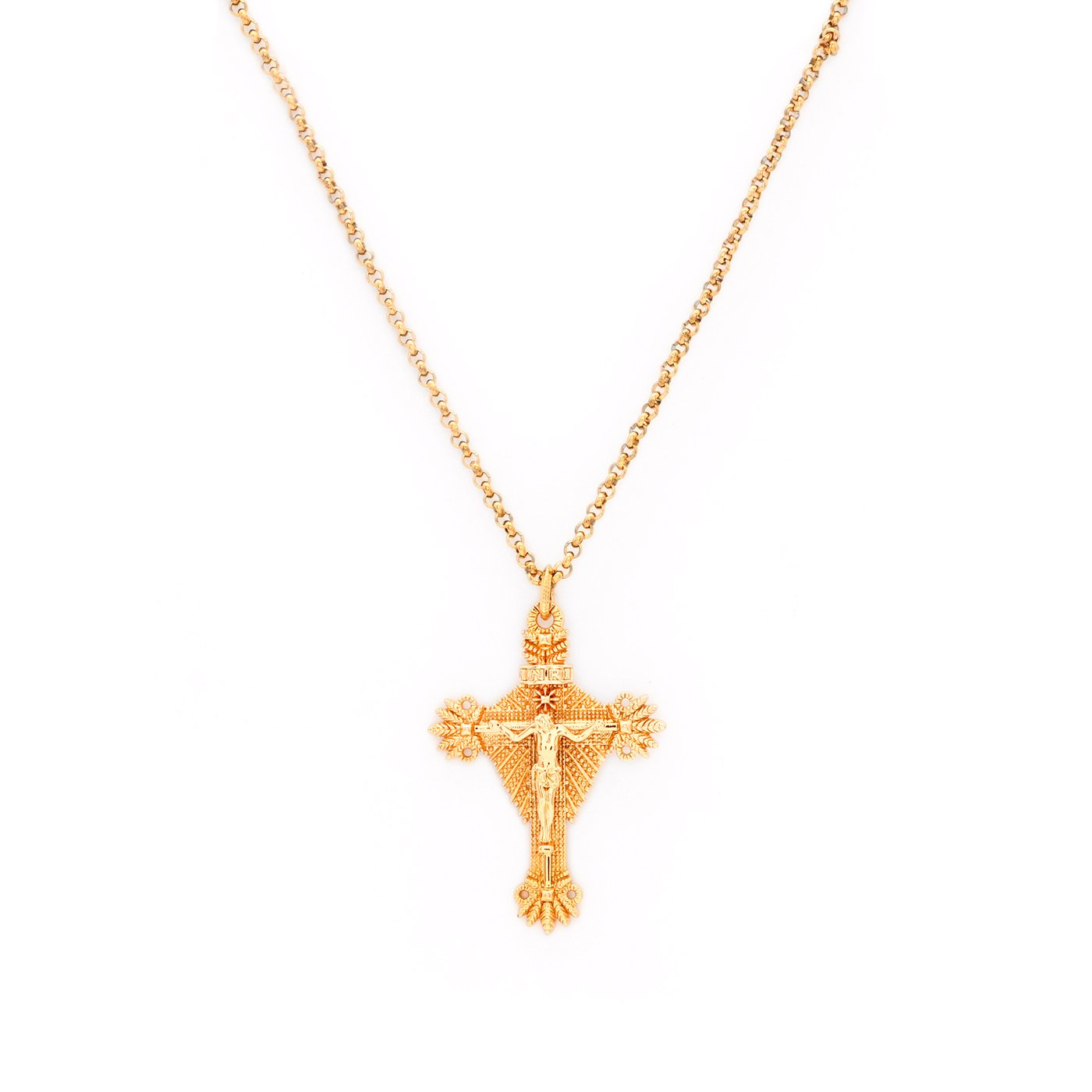 Collier semi précieuse crucifix filigrane GB