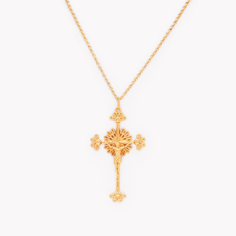 Semi precious filigree crucifix necklace GB
