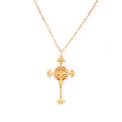 Collier filigrane crucifix semi précieuse GB