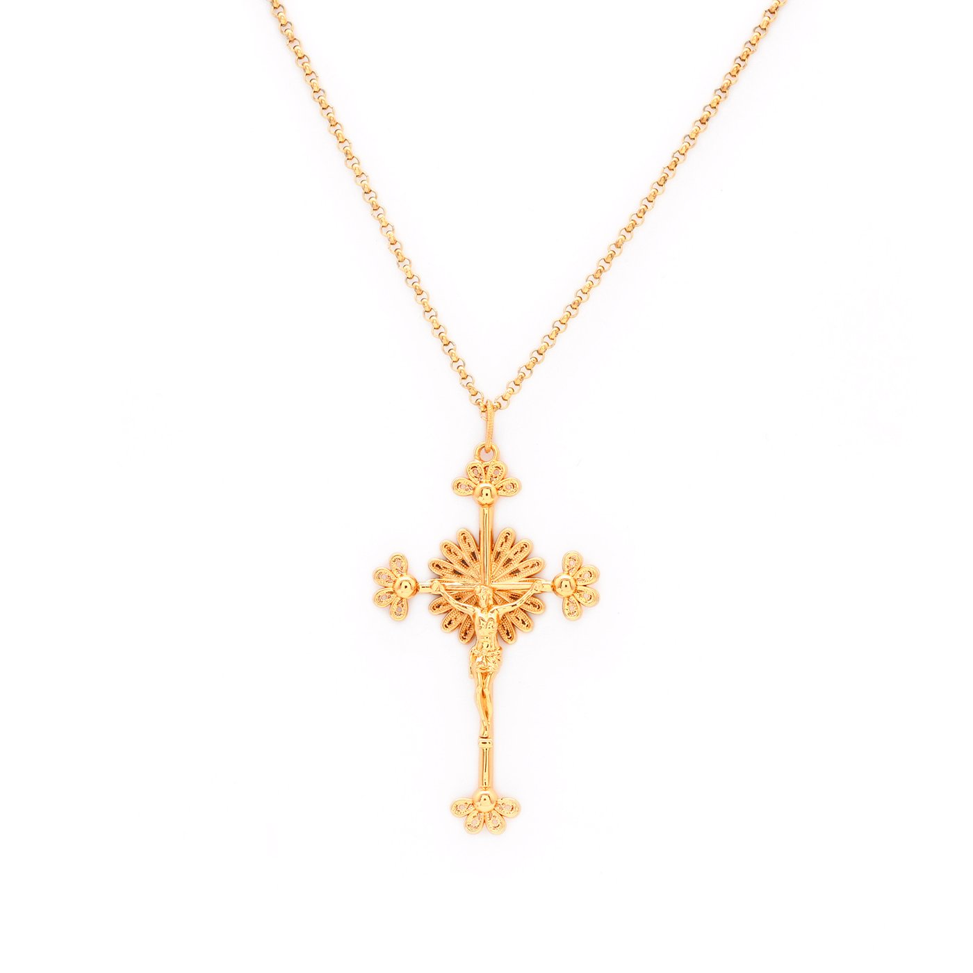 Collier filigrane crucifix semi précieuse GB