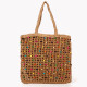Multicolor GB raffia bag with beads