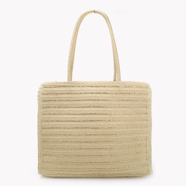 Straw bag with gold details GB