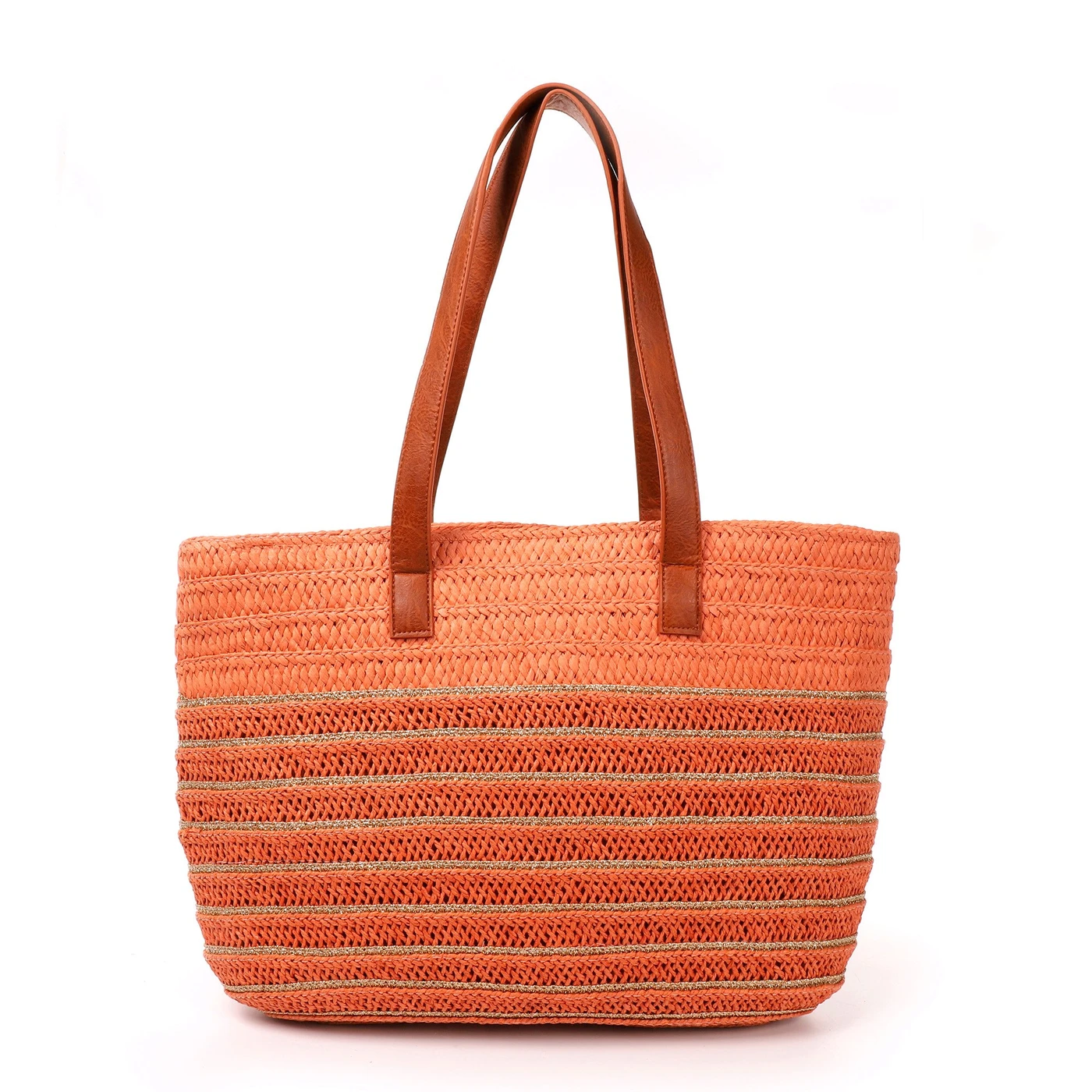 Straw shoulder bag with gold details GB