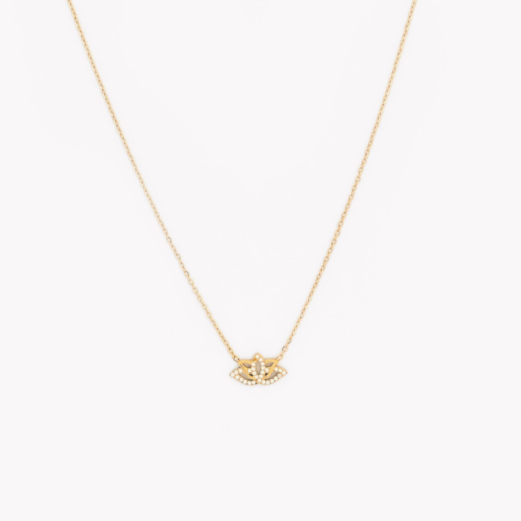 Steel necklace zirconies lotus flower GB