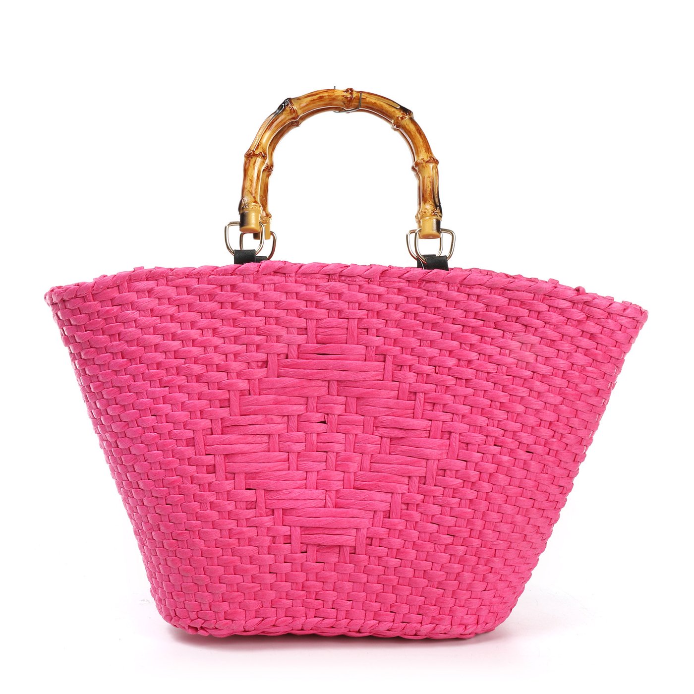 Panier en paille avec anse en bambou GB