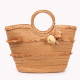 Raffia basket with pompom accessory GB