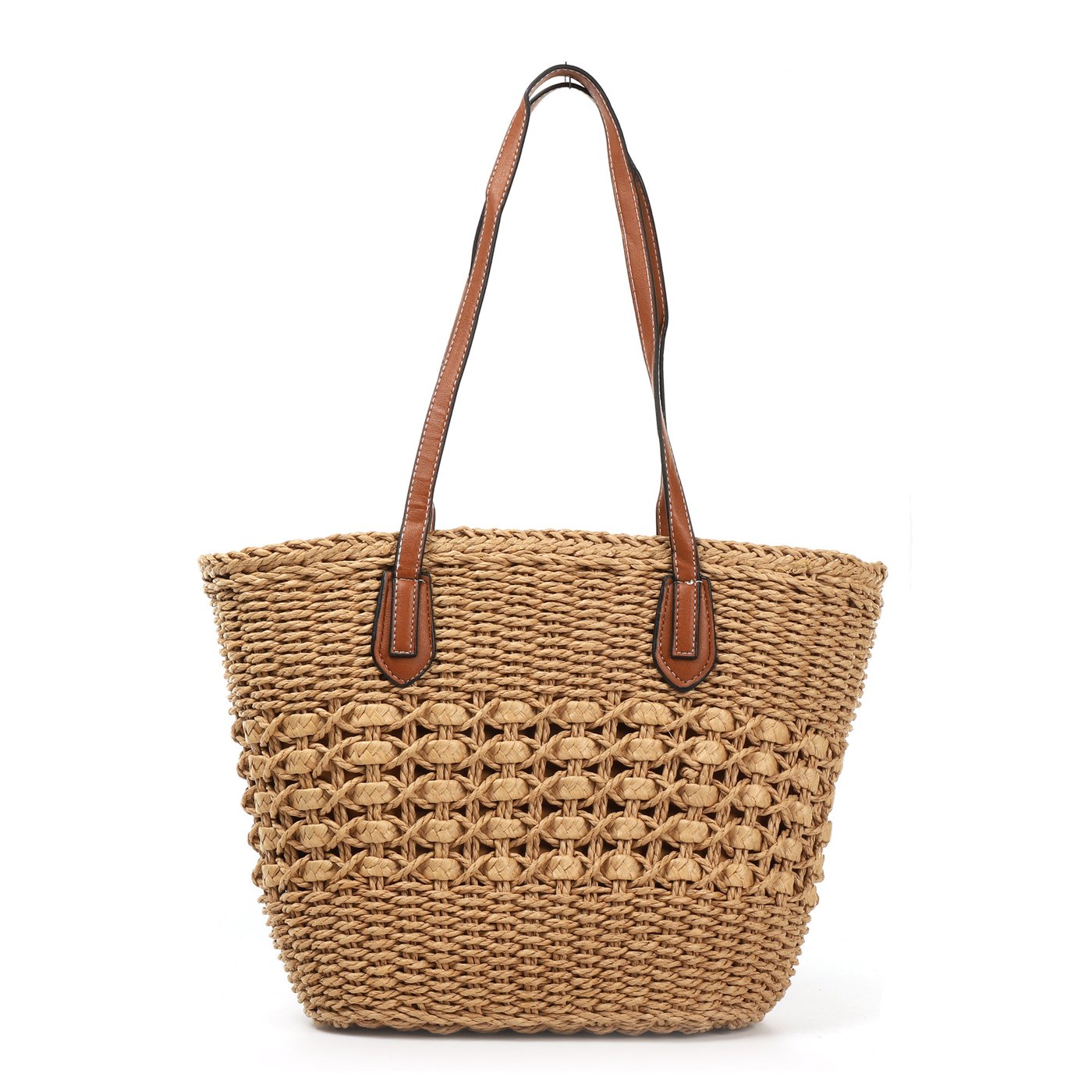 Raffia bag with GB synthetic handles