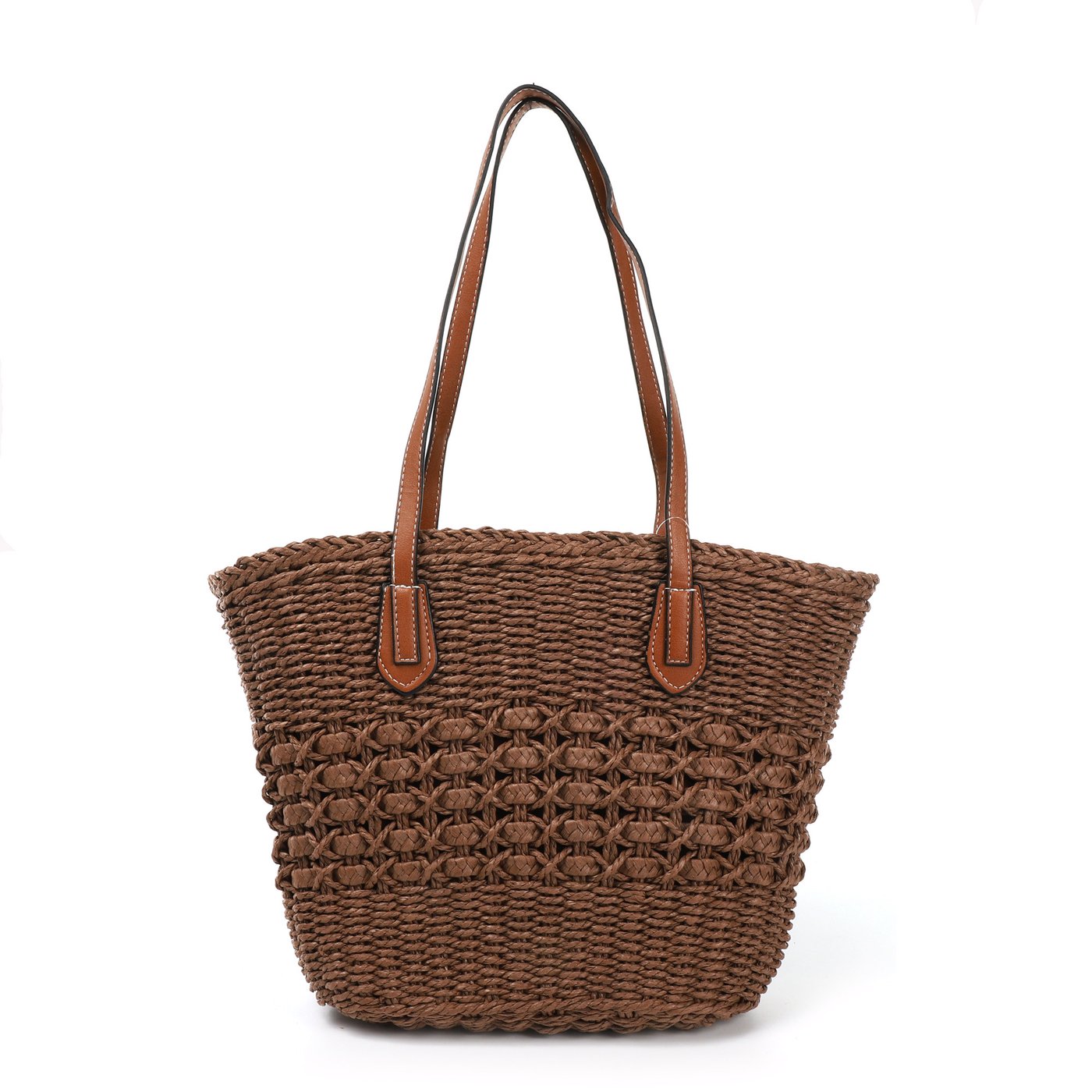 Raffia bag with GB synthetic handles