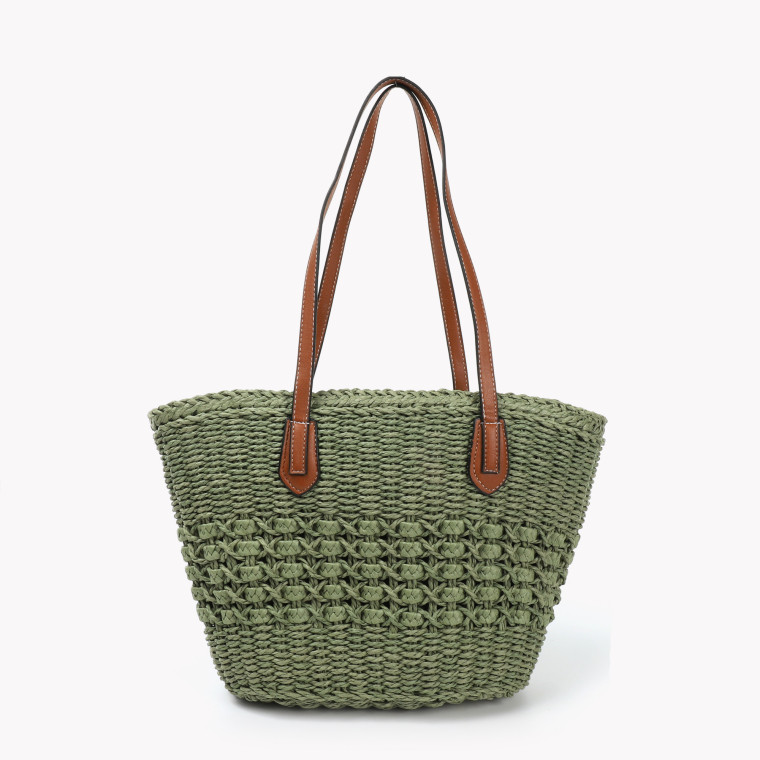 Raffia bag with GB synthetic handles