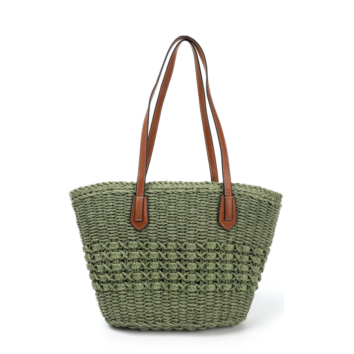 Raffia bag with GB synthetic handles