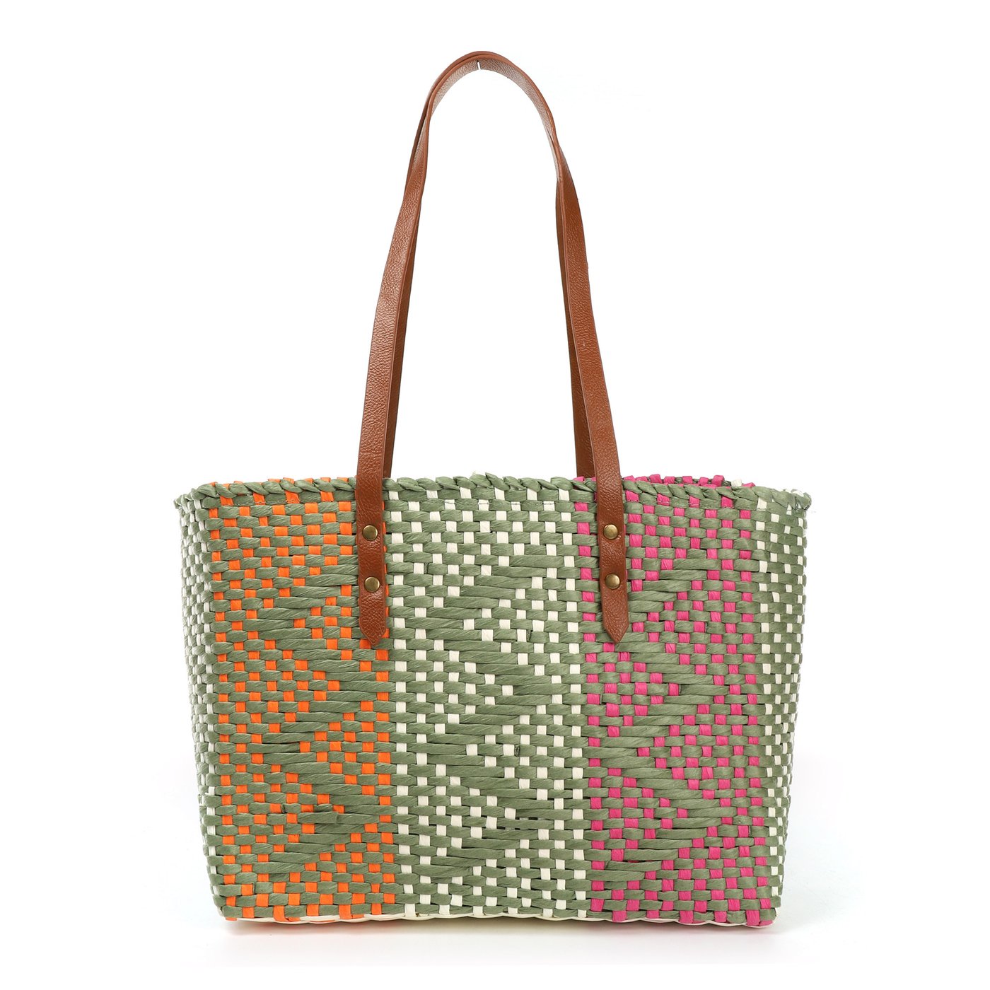 GB colorful print raffia bag