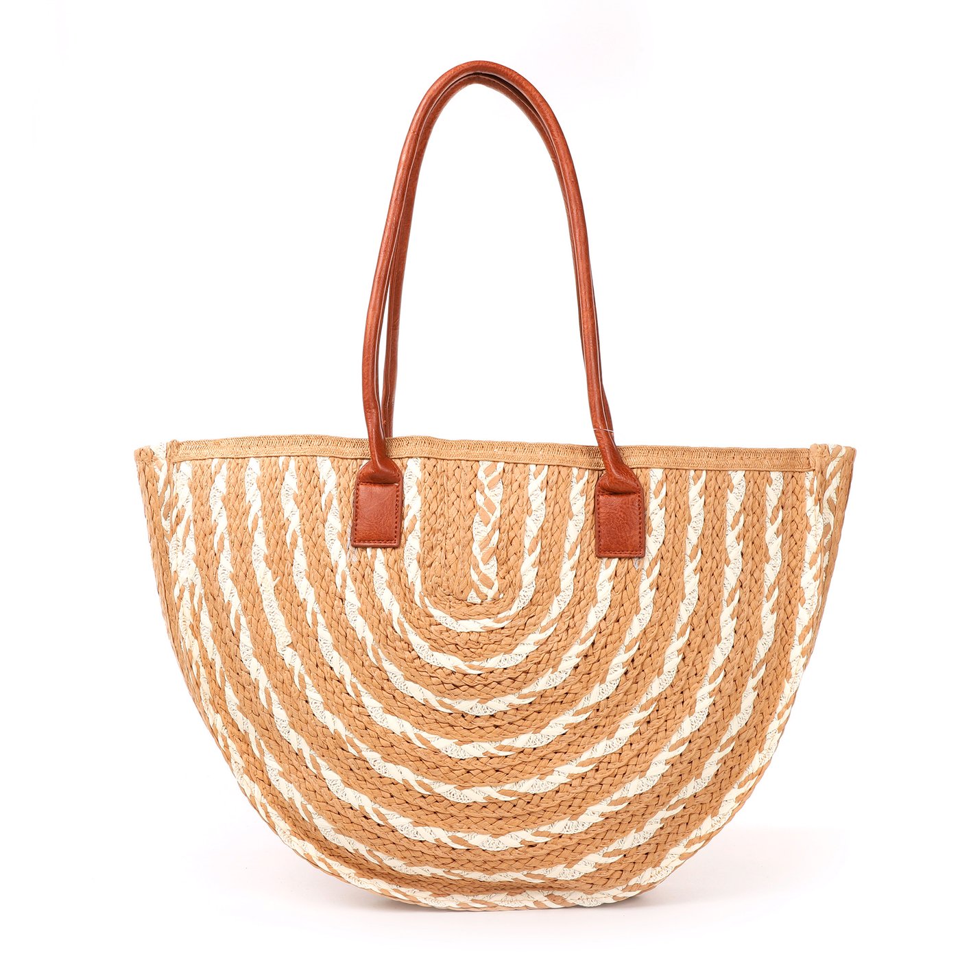 Half moon effect raffia bag with GB print