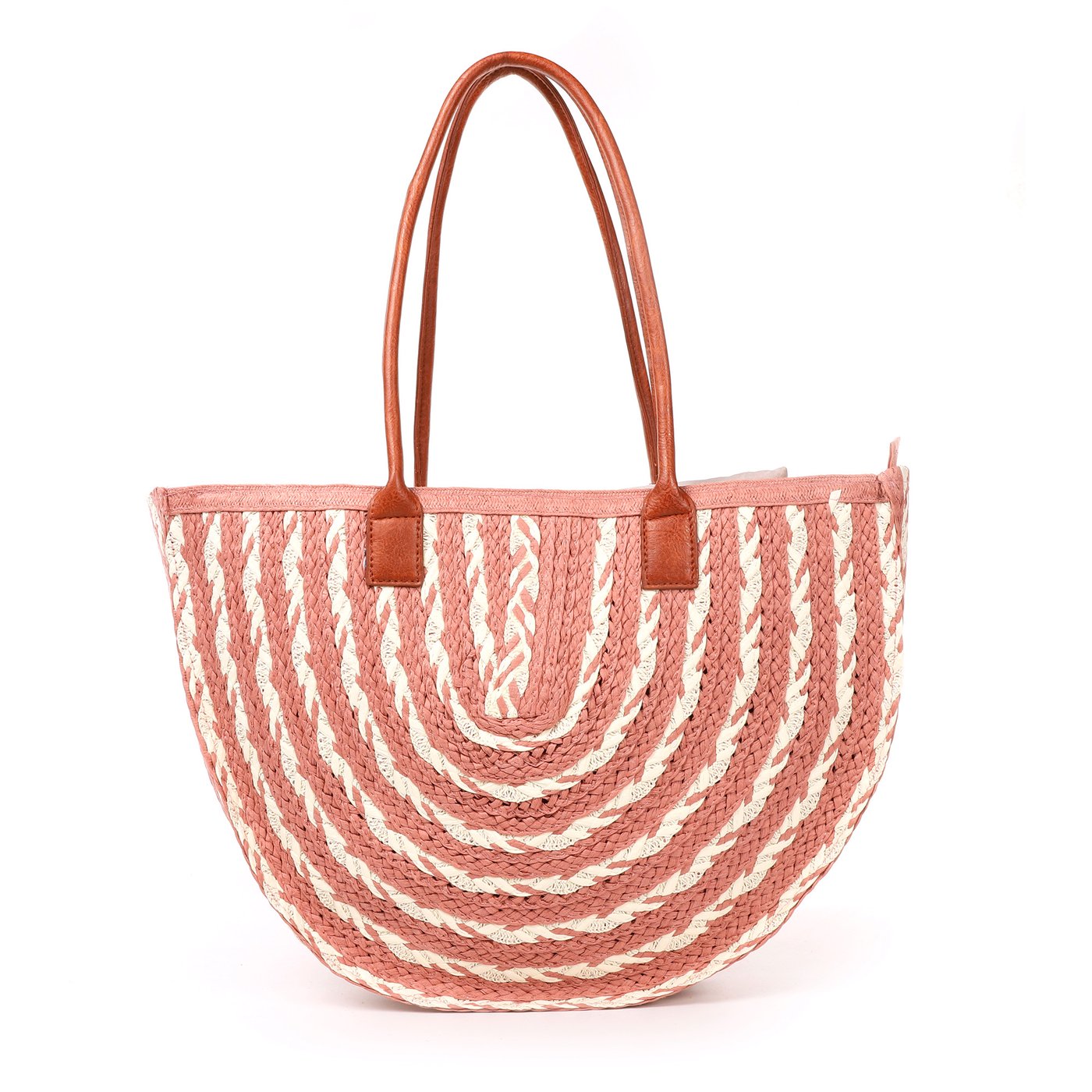 Half moon effect raffia bag with GB print