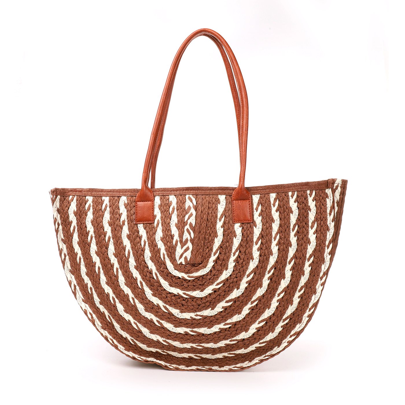 Half moon effect raffia bag with GB print