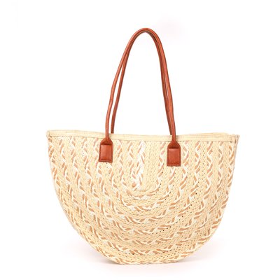 Half moon effect raffia bag with GB print