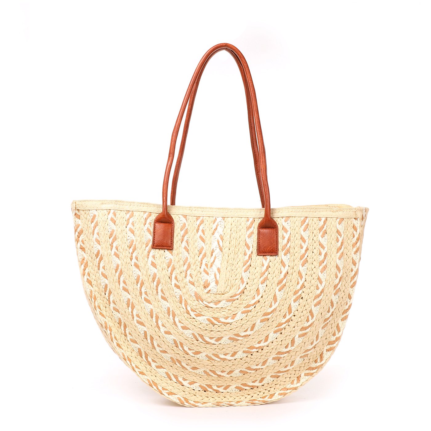 Half moon effect raffia bag with GB print