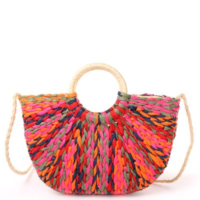 GB multicolor half moon raffia bag