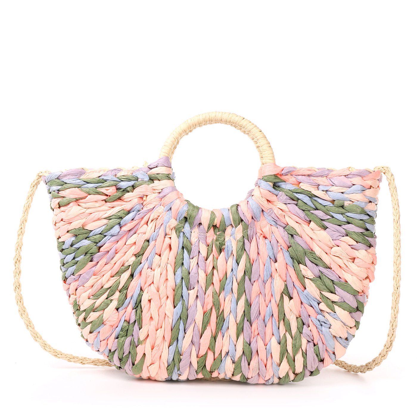 GB multicolor half moon raffia bag