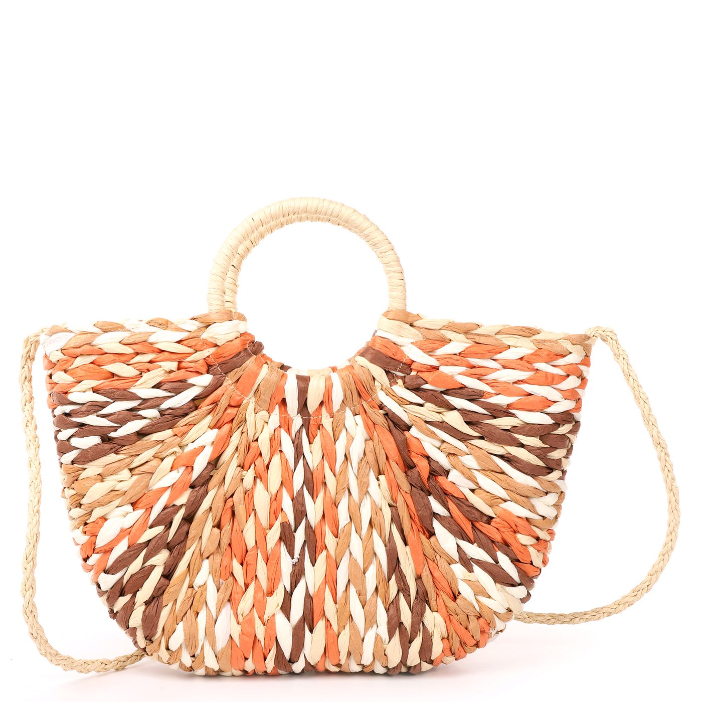 GB multicolor half moon raffia bag