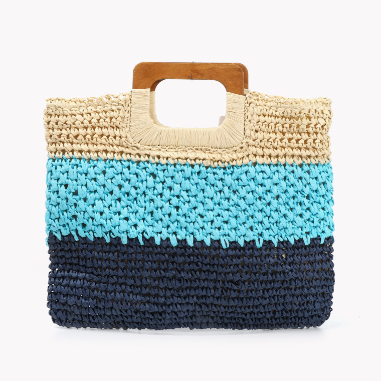 Raffia bag with colorful stripes GB