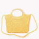 Straw bag with wooden handle GB