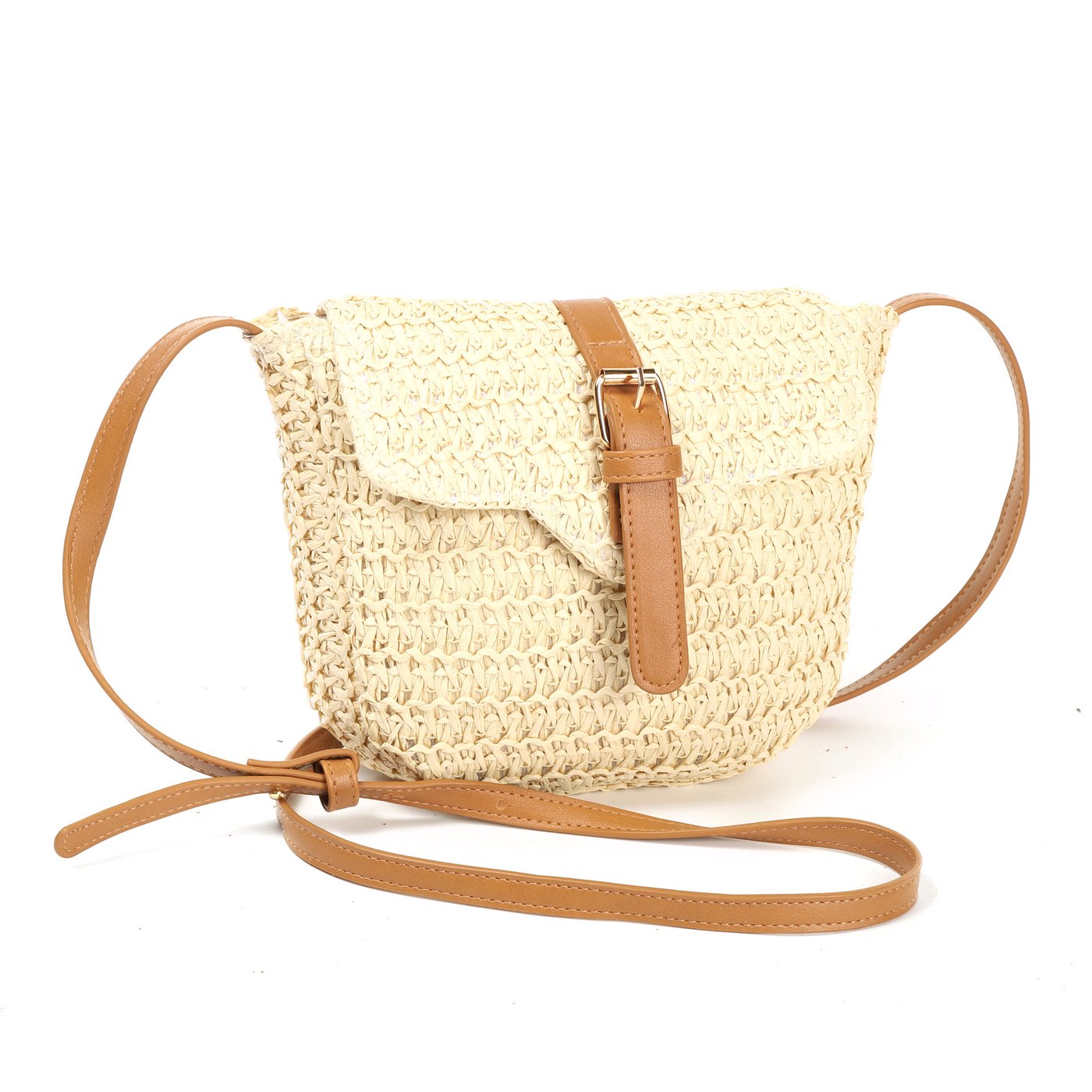 GB straw shoulder bag