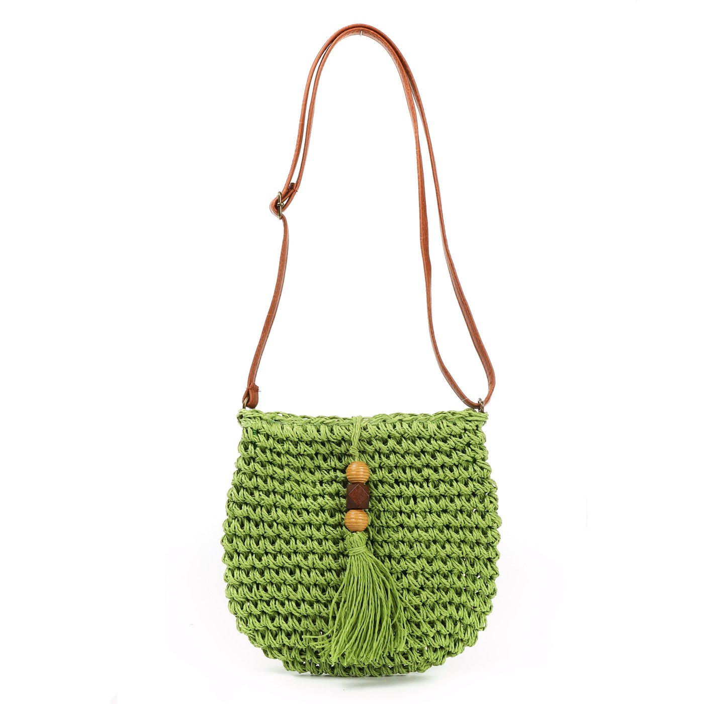 Bolso colgante de rafia con complementos GB