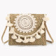 Straw shoulder bag with embroidery and pompoms GB