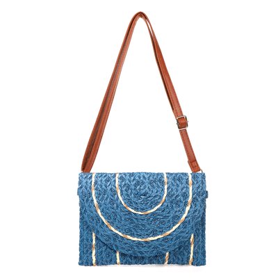 Straw shoulder bag with GB details