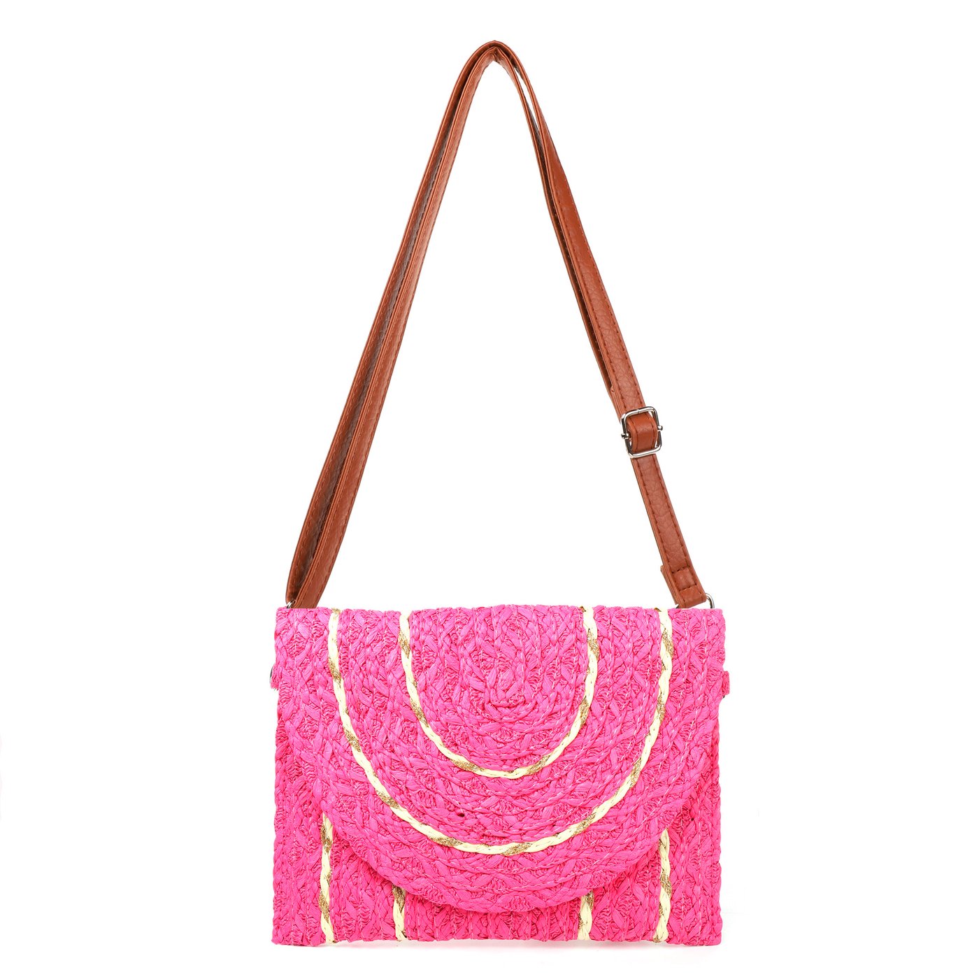 Straw shoulder bag with GB details