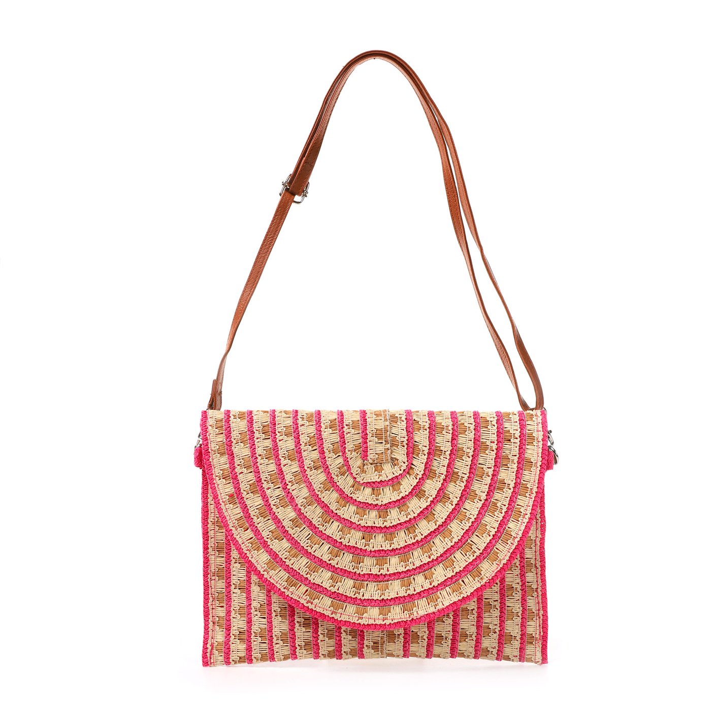 GB spiral print straw bag