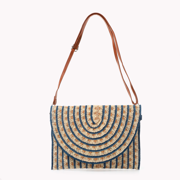 GB spiral print straw bag