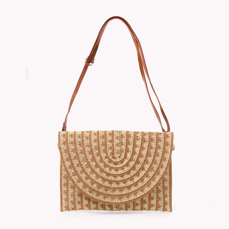 GB spiral print straw bag