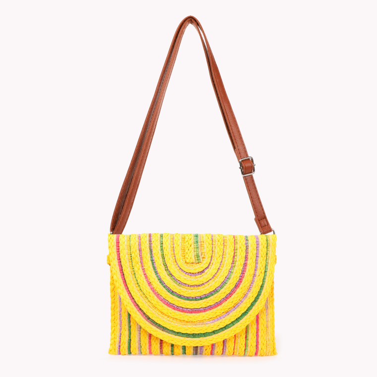 Straw shoulder bag with colorful lines GB