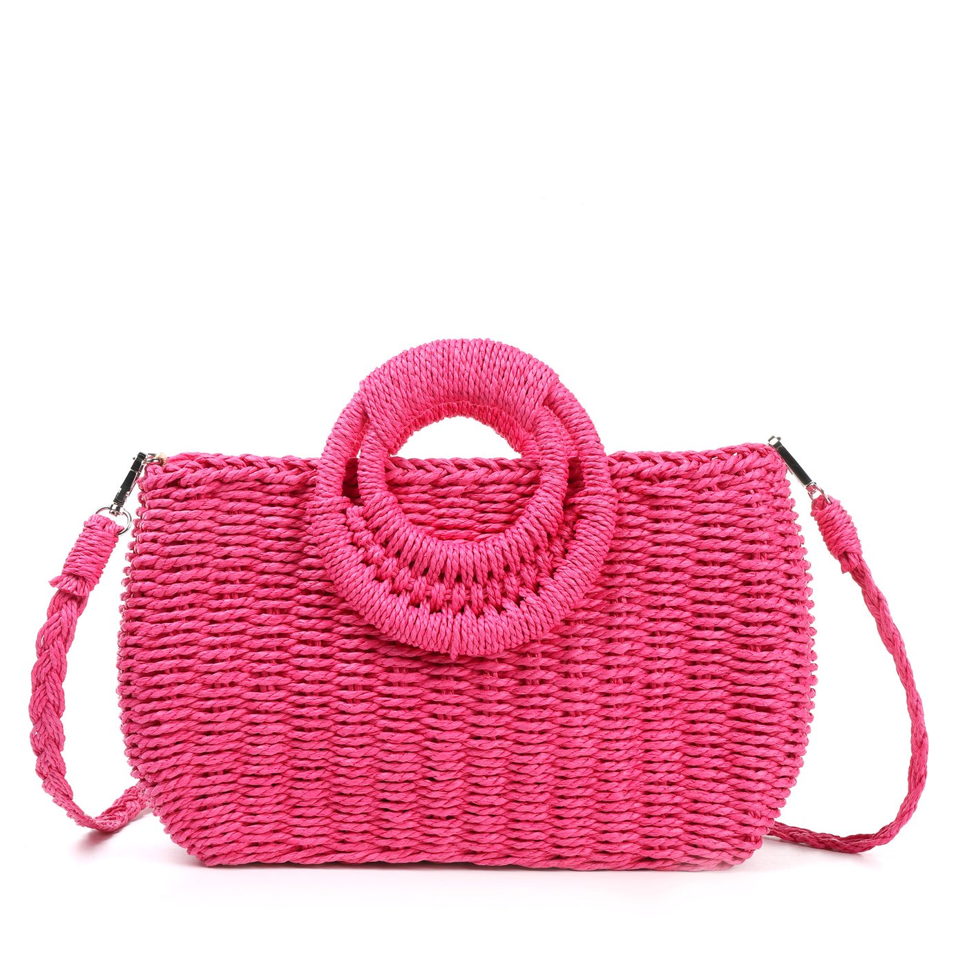 Straw bag with GB interlaced shoulder bag