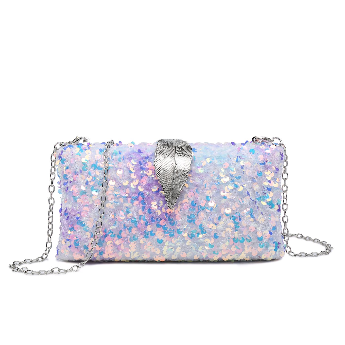 Borsa con chiusura in lamina e paillettes GB