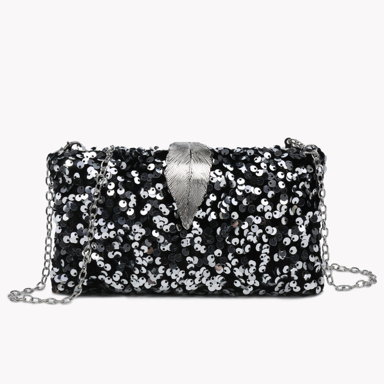 Bag with foil closure and GB sequins