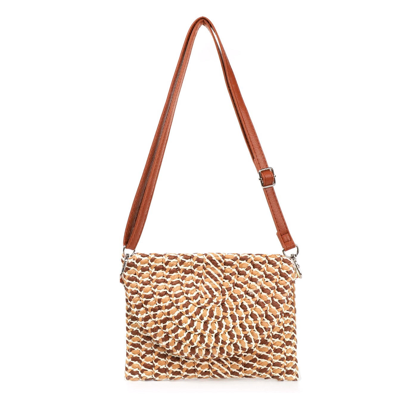 Straw shoulder bag in intertwined colors GB